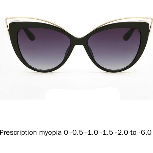 Diopter Female Myopia Sunglasses Oversized Big Frame Vintage Designer Luxury Fashion Lady Cat Polarized Driving Sun Glasses NX