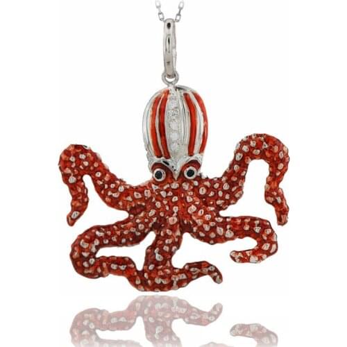 Octopus Necklace 925 Sterling Silver Sea Animal Ocean Charm Bridesmade Nautical Gift