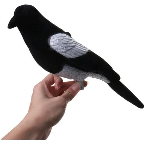 PE Lifelike Flocked Magpie Bird Bunting Hunting Flocked Magpie Decoys Hunting Trap Animal Bait Garden Decoration