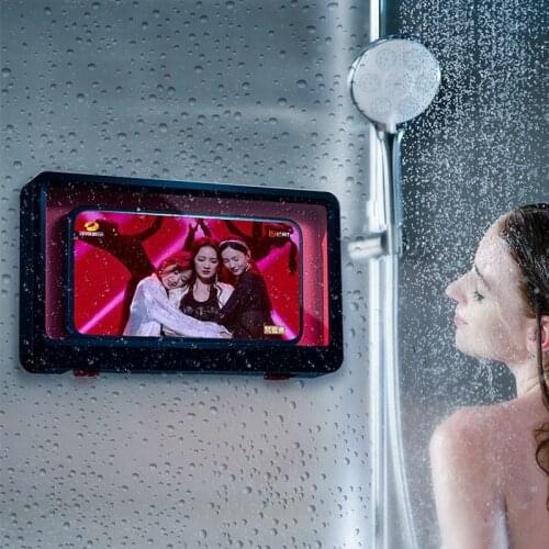 Punch-free Waterproof Mobile Phone Box Wall-mounted Touch Screen Phone Holder Toilet Bathroom Shower Sealed Protective Cover