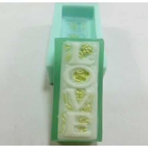 QT0031 LOVE alphabet rectangle soap molds flowers mold silicone handmade soap making mould aroma stone moulds PRZY