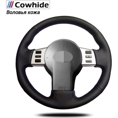Hand-stitche Black Genuine Leather Car Steering Wheel Cover for Infiniti FX FX35 FX45 2003-2007 Nissan 350Z 2003-2006