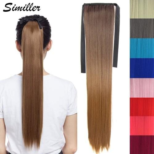 Similler Ombre Ponytail Extension Straight Drawstring Hairpiece Wrap Around Long Hair Extension for Women