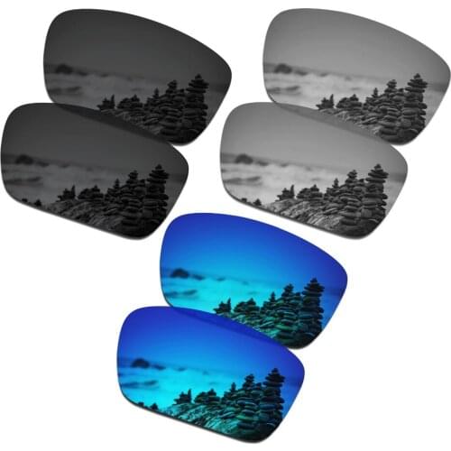 SmartVLT 3 Pairs Polarized Sunglasses Replacement Lenses for Oakley Fuel Cell Stealth Black and Silver Titanium and Ice Blue