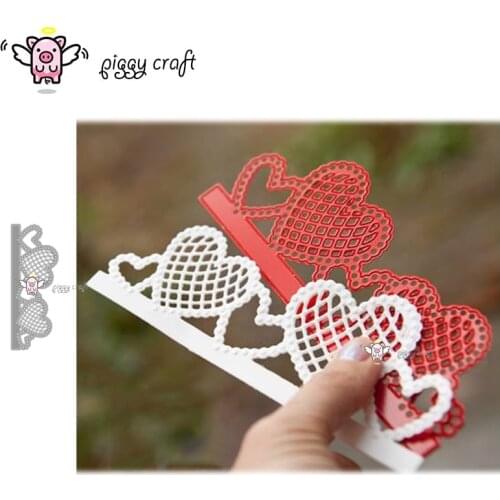 Piggy Craft metal cutting dies cut die mold Grid heart frame edge Scrapbook paper craft knife mould blade punch stencils dies