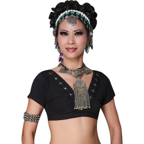 2019 ATS Tribal Belly Dance Clothes Crop Top Choli Tops V-neck Backless Plus Size Women Gypsy Tribal Dance