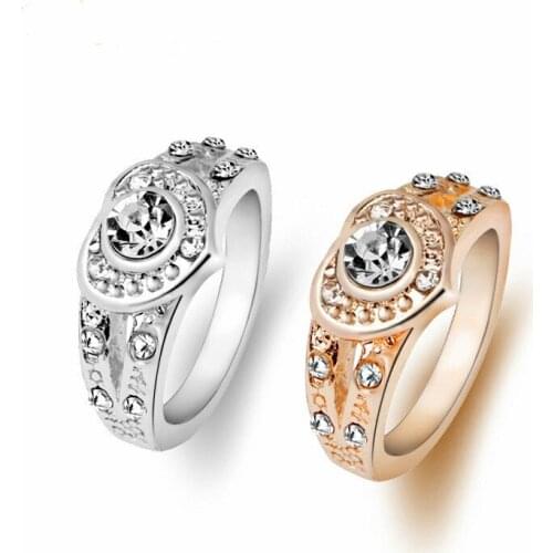 VAKKI Heart Hollow Crystal Rings High Quality Ring Wedding Jewelry Women Fashion Gift