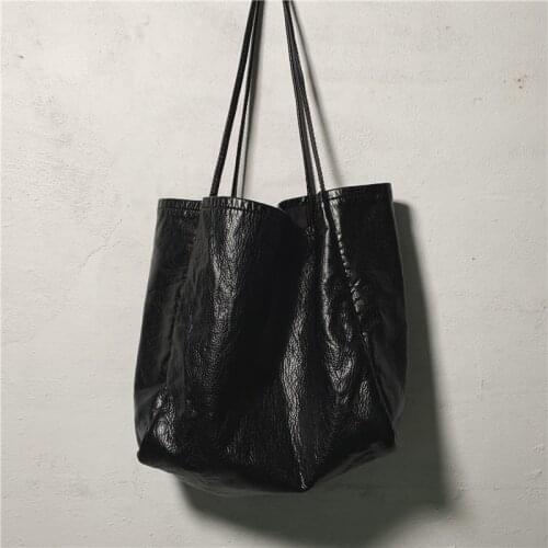 Women Tote Bag New Fashion Korean Simple Vintage Solid Hasp Soft High-Capacity Shoulder Bags Handbag