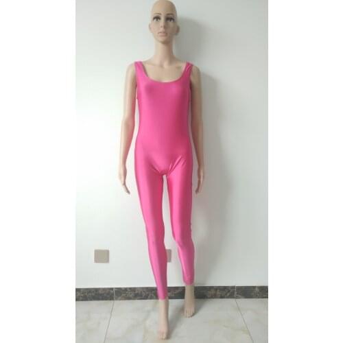 Rose red color Women Spandex sports Bodysuit with Stirrup Costume for girl Gymnastic Unitard Outfit Spandex clothing