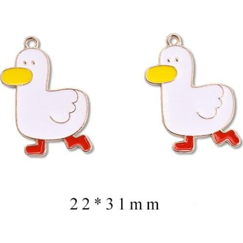 10pcs/Lot Duck 22*31mm Diy Handmade Oil Enamel Charms Design for Jewelry Making Earring Bracelet or Necklace