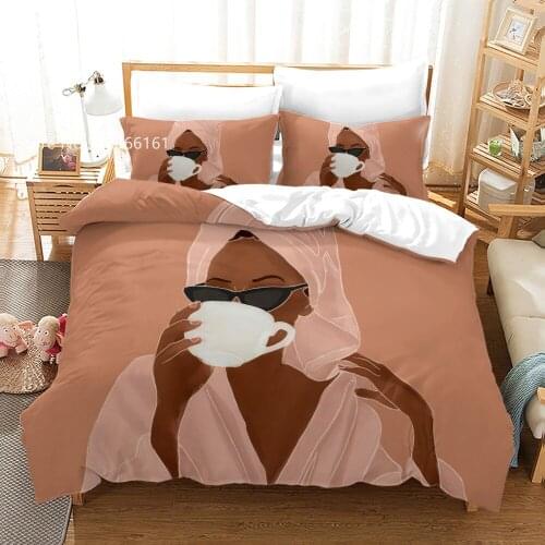 2/3 Pcs African Man Woman Duvet Cover Tribal Girl Bedding Set Beautiful Exotic Lady Bedclothes For Bedroom Bedspread(No Sheets)