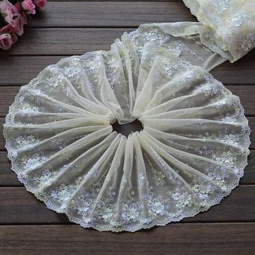 2 Yards Lace Trim Flower Floral Embroidered Scalloped Tulle Lace 7.48 Inches Wide High Quality