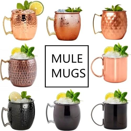 4 Pieces 550ml Perfect Smooth Moscow Mule Mug Drum- Copper Plated Beer Cup Coffee Cup Stainless Steel-Copper Plated Cups Barware