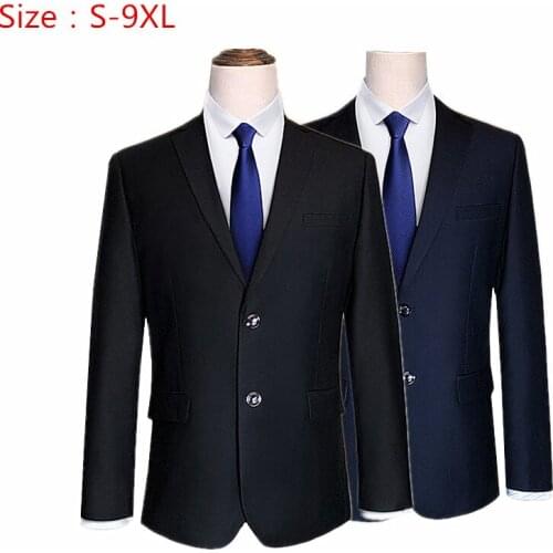 Pure Color Formal Suit Jacket Mens Large Size S-9XL Autumn New Men Blazer Coats Black and Blue Jaqueta