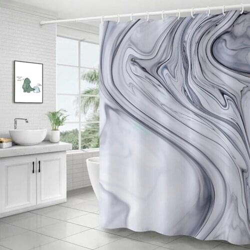 Art Marble Print Shower Curtain Waterproof Mildewproof Bathroom Curtains Modern Thicken Toilet Partition Curtains With Hooks