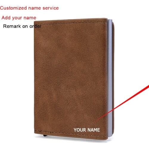 Male & Female Automatic Pop-up Lether Wallet Aluminum Alloy Anti-theft Brush Case Rfid Credit Card Holder Portable Wallet