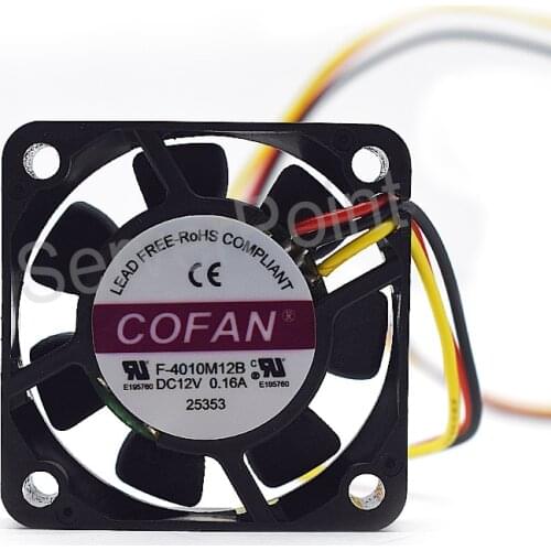 Free Shipping For COFAN F-4010M12B Server DC12V 0.16A 40x40x10mm 3-wire Cooling Fan