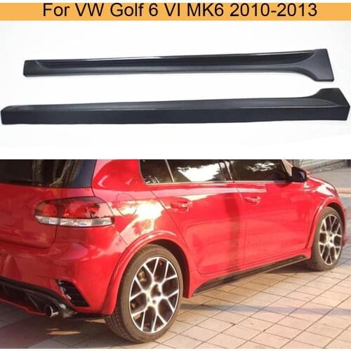 Carbon Fiber Side Skirts Aprons For Volkswagen VW Golf 6 VI MK6 2010-2013 Car Door Bumper Side Skirts Plate Guard Black FRP