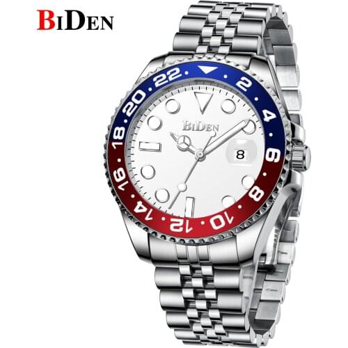 BIDEN Luxury Brand Mens Fashion Sport Quartz Wristwatch Military Full Steel Waterproof Date Clock Gold Watches Gifts For Men