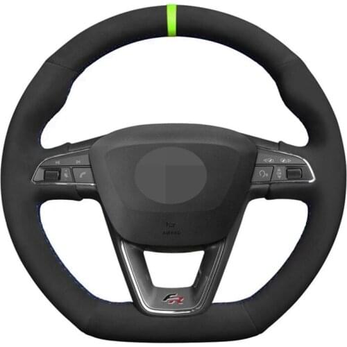 Car Steering Wheel Cover Soft Black Suede Wrap For Seat Leon Cupra R 2013-2019 Ibiza Cupra 2016-2019 Ateca FR 2016-2019