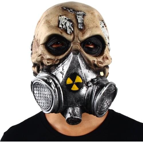 Skull Biohazard Scary Mask Zombie Terror Headgear Halloween Horror Party Cosplay Costume Latex Props