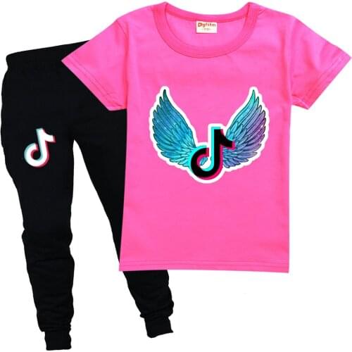 TIK TOK kids Set boy Funny T Shirt 2021 Children Clothing Tracksuits for Boys Girls Short sleeve t-shirt