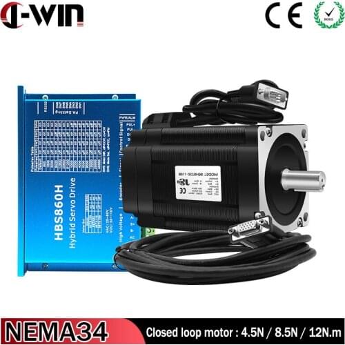 12.5N 8.5N 4.5N Closed Loop Engine :Nema 34 Closed Loop Stepper Motor With Driver HBS860H & Power Supply For Cnc Kit Machining