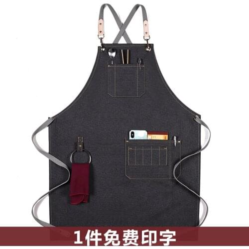 Apron custom logo printed cotton canvas