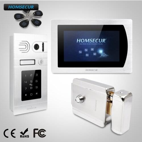 HOMSECUR 7" Wired Video Door Phone Intercom System+RFID Access for Home Security BC071-S +BM717-S