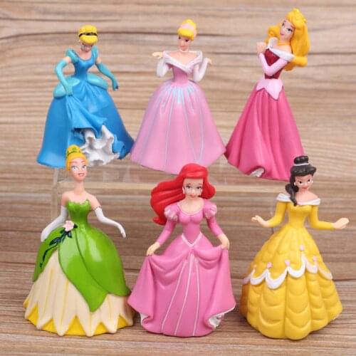 Disney Toys 6pcs/Set Princess Snow White Cinderella Ariel Bell PVC Action Figures Toys Doll Collectible Model Toy Gift For Kids
