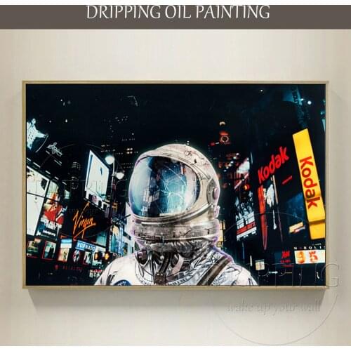 Artist Handmade High Quality Portrait Astronaut Oil Painting on Canvas Unframed Modern Wall Art Cosmonaut Figure Oil Painting