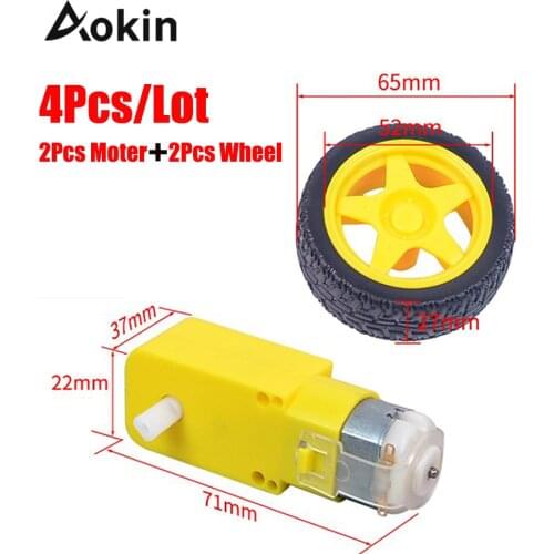 4pcs Tt Motor 130motor With The Wheel 2pcs Tt Motor 2pcs 65mm Wheel Smart Car Robot Gear Motor For Arduino Dc3v-6v Dc Gear Motor