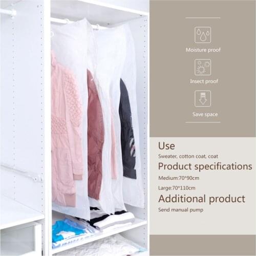 Can Hang Vacuum Bag For Clothes Foldable Transparent Border Compression Organizer Pouch Sealed Storage Bags Save Space organizer