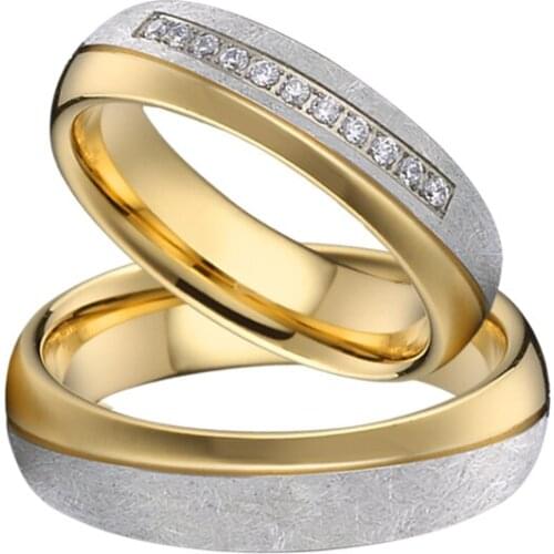 100% Handmade Alliances Wedding rings set for couples men and women anniversary Gold color Vintage marriage ring Unique matte