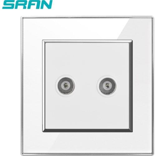 SRAN wholesale wall double TV socket interface Crystal acrylic panel 86*86 2 gang television outlet