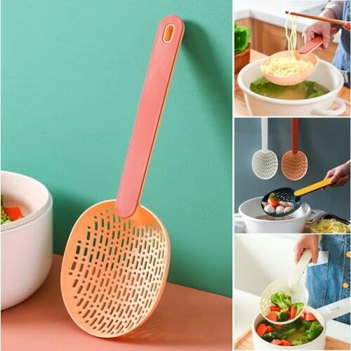 New Draining Spoon High Temperature Resistant Noodle Spoon Hanging Storage Filter Mesh Spoon Household Long-Handled Dumpling