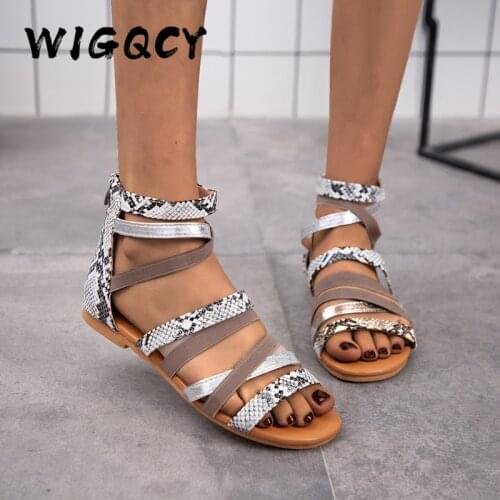 Women Sandals New Fashion Bandage Gladiator Sandals Summer Shoes Woman Casual Rome Style Flat Sandals Beach Chaussures Femme