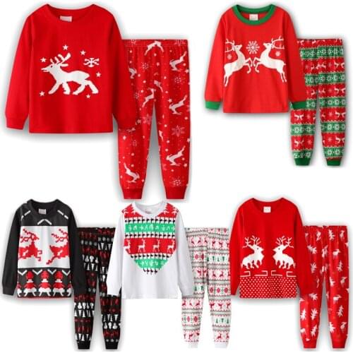 New HOT Kids Pajamas Set Children Sleepwear Baby Pijamas Sets Boys Girls Xmas Pyjamas Cotton Deer Animal Nightwear Clothes