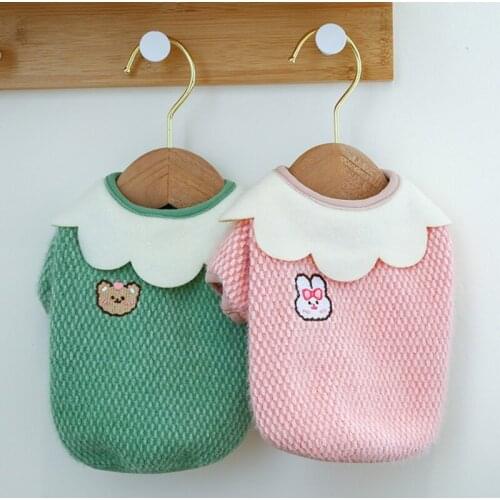Pet Clothes Winter Warm Dog Soft Pullover Cute Petal collar Clothes for Small Medium Dogs Cats Sweatshirt