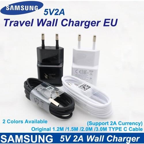 Original Samsung 5V2A Wall Charger EU Plug Adapter Type C Cable for Galaxy S6 S7 edge J1 J3 J5 J7 A3 A5 A7 A8 2016 Galaxy S10 S9