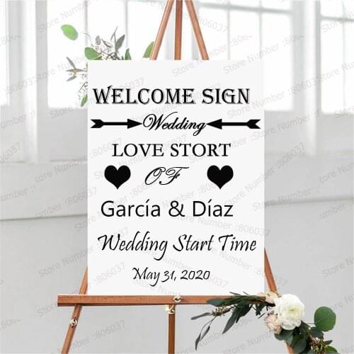 Personalized Wedding Stickers Customizable Removable Bridal Name Poster Wedding Date Wedding Decoration WL605