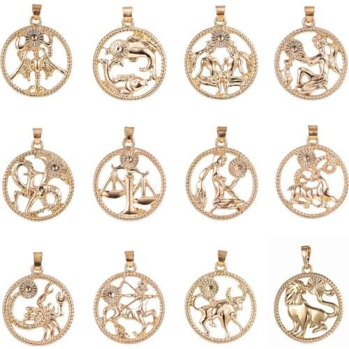12pcs/bag Alloy Pendants 12 Constellations Charms Pendants DIY Jewelry for Necklace Bracelet Making Accessories