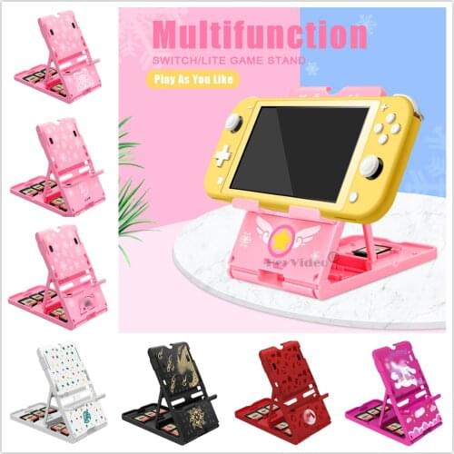 2021New Adjustable Holder Stand for Nintendo Switch Portable Bracket with 10Game Card Sockets Foldable Game Base for SwitchLite