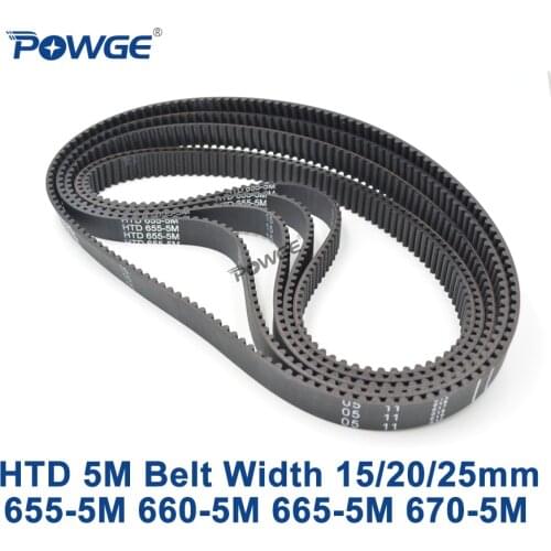POWGE HTD 5M Timing belt C=655/660/665/670 width 15/20/25mm Teeth 131 132 133 134 HTD5M synchronous Belt 655-5M 660-5M 670-5M