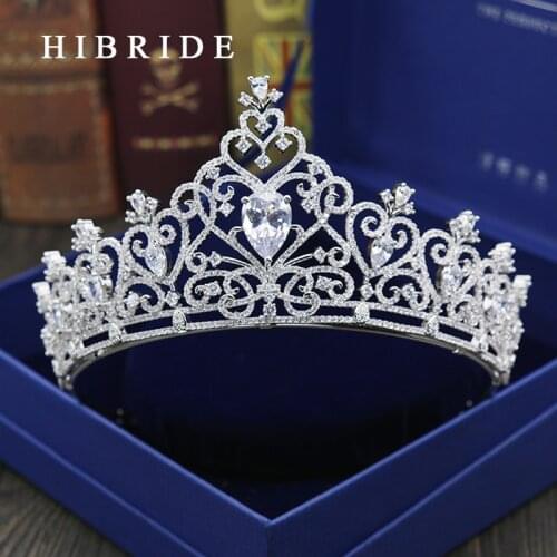 Luxury Full Cubic Zirconia Headbands Silver Color Leaf CZ Wedding Tiara Crown Bridal Queen Princess Crown Hair Accessories