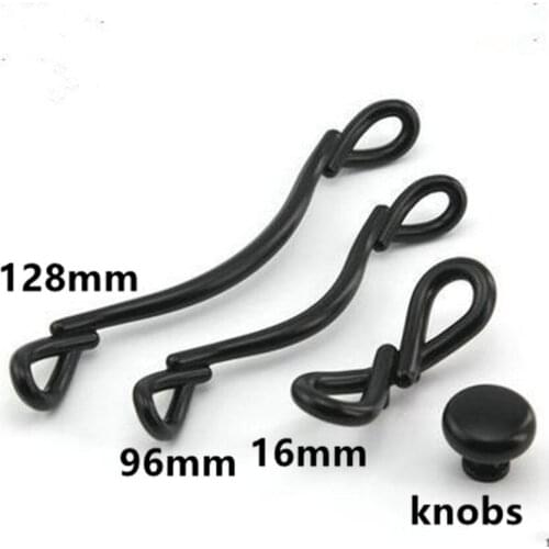 16mm 96mm 128mm modern simple black creative furniture handles antique black drawer cabinet dresser door knobs pulls handles 5"