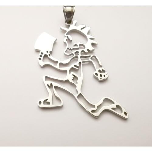Silver ) large 2inch tall hollow out Hatchetman men "Joker Card" Stainless Steel ICP Charms pendant w/30'' ball chain necklace