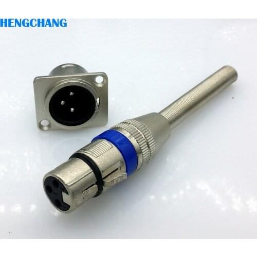 Blue 3Pin XLR FeMale connector with spring protect Microphone connector Adapter with socket 3pins XLR connector for microphone