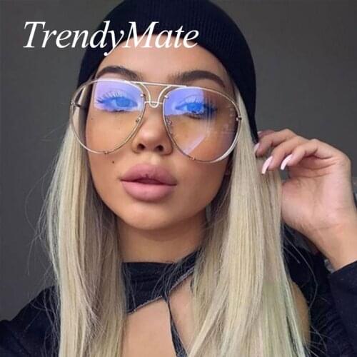 Hot 2017 New Fashion Cat Eye Oversized Big Round Sunglasses Women Superstar Brand Designer Lady Mirror Sun Glasses Female 491M