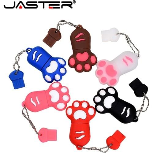 JASTER USB falsh drive Cartoon 64 Gb Bruin Roze Zwart Blauw Kleur Kat Klauw Usb Flash Drive Usb 2.0 4Gb 8gb 16 Gb 32 Gb Pendriv